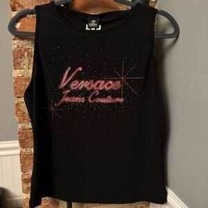 Versace Jeans Couture Black Tank Top Vintage Y2K Designer Size XL